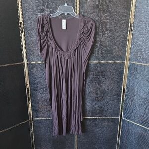 Ruched Scoop Neck Long Sleeve Dress